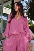 Sandbar Linen Blend Pop Over Shirt Indian Pink